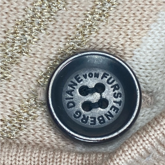 DVF  Metallic Stripe Double Breasted Knit Cardigan Sweater - Size S/M - Picture 9 of 13